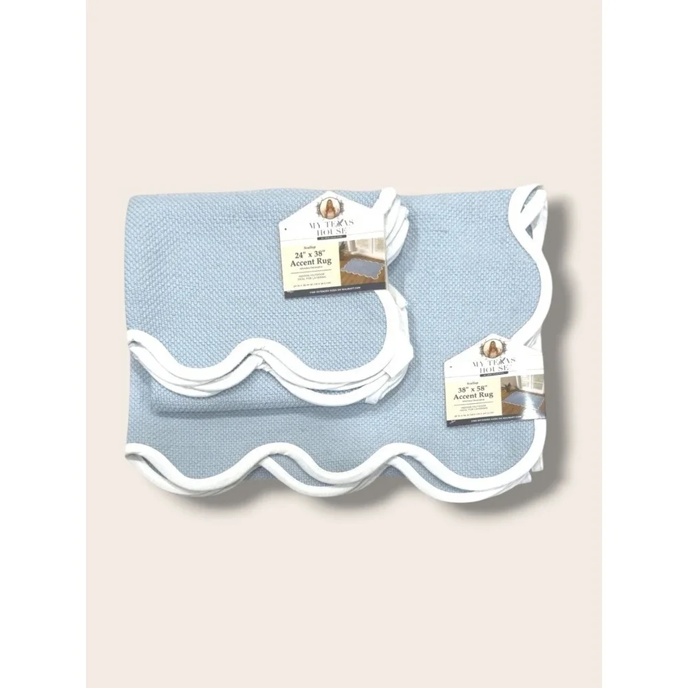 My Texas House Blue Scallop Indoor/Outdoor Layering‎ Rug, 24x38